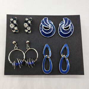 BFD- 1980's & 1990's Blue Tones Metal Fashion Earring Set